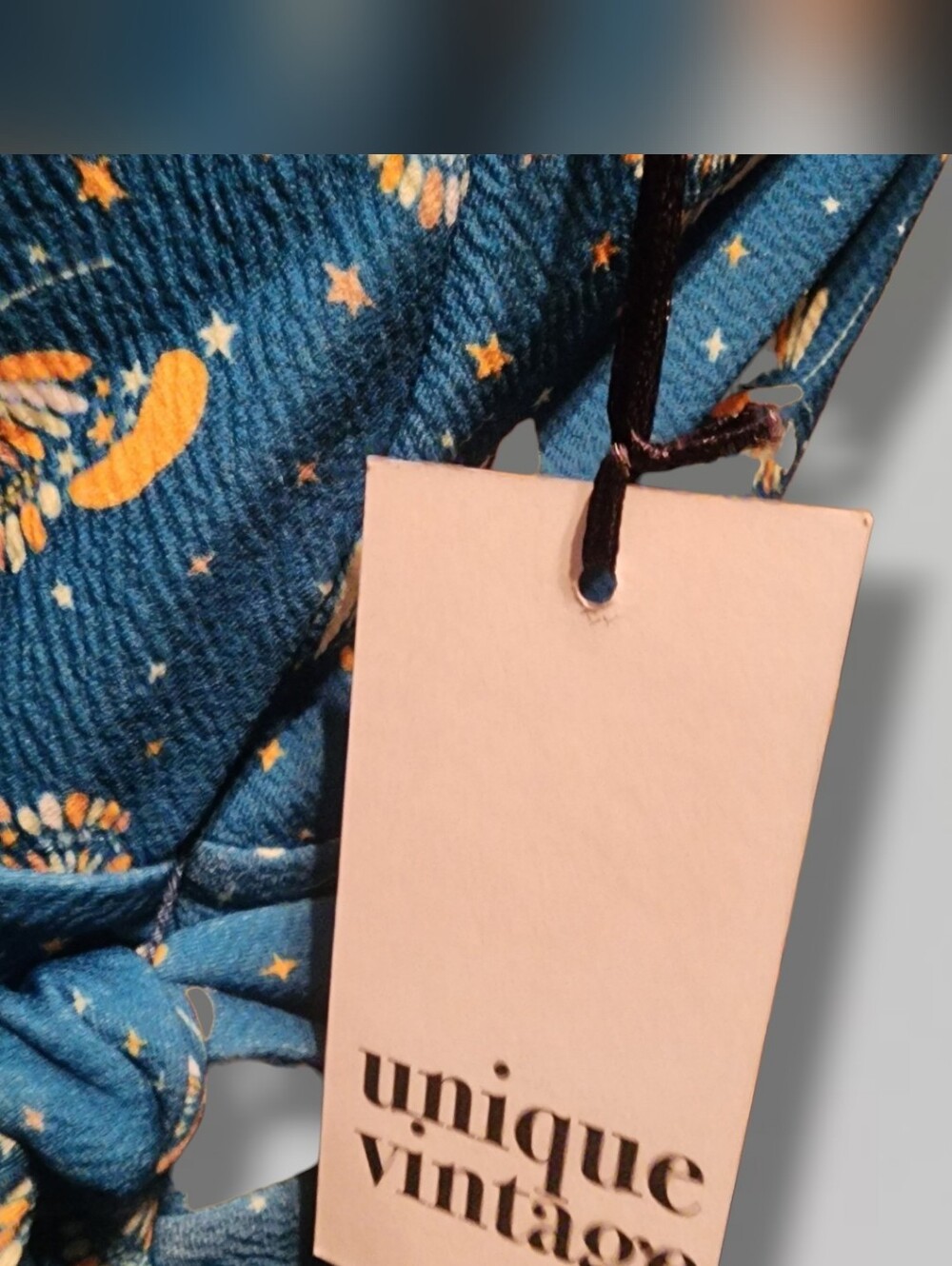 Unique Vintage Blue Butterfly And Star Print Lotti Wrap Romper - Picture 2 of 12